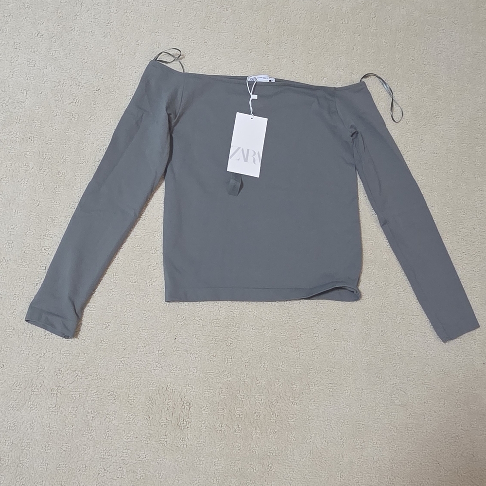 Zara Long Sleeve Off-Shoulder Top